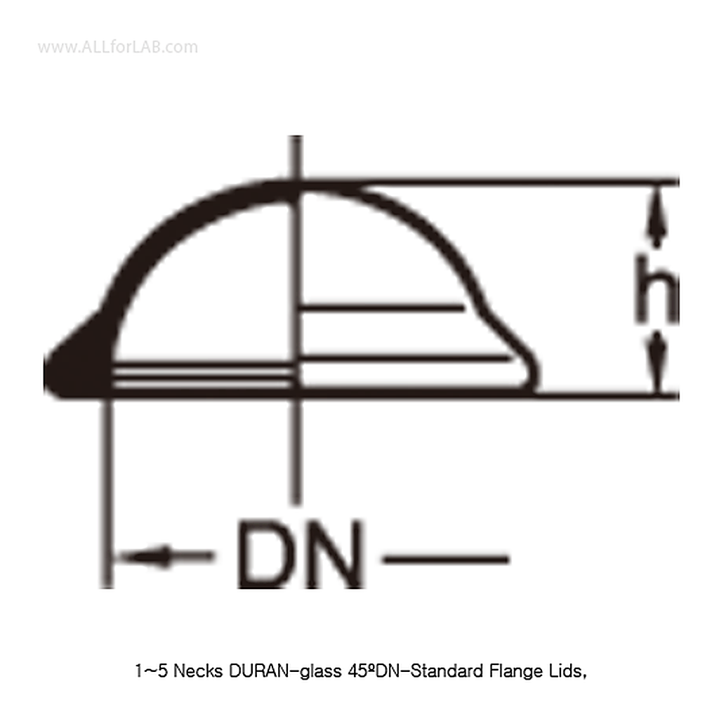 Daihan Science 1 ~ 5 Necks DURAN-glass 45°DN-Standard Flange Lid, for Reaction Vessels, 14/23,