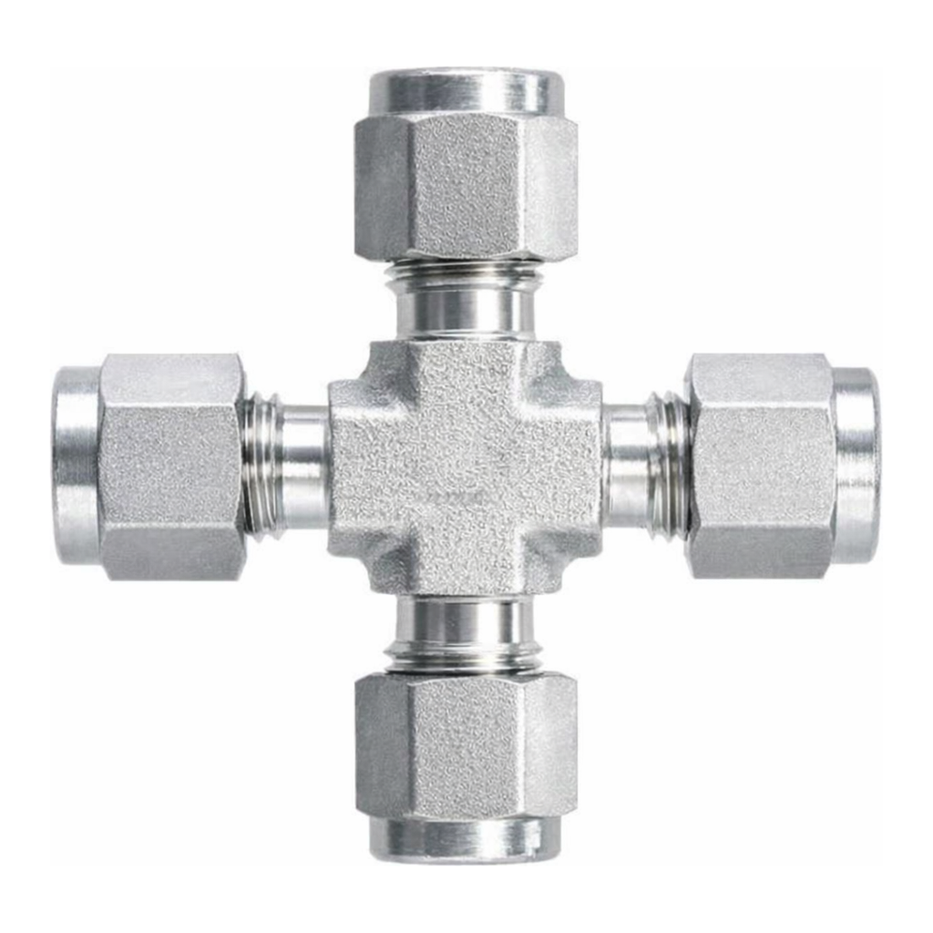 Restek Swagelok Fitting, Stainless Steel, 1/4in Cross, ea