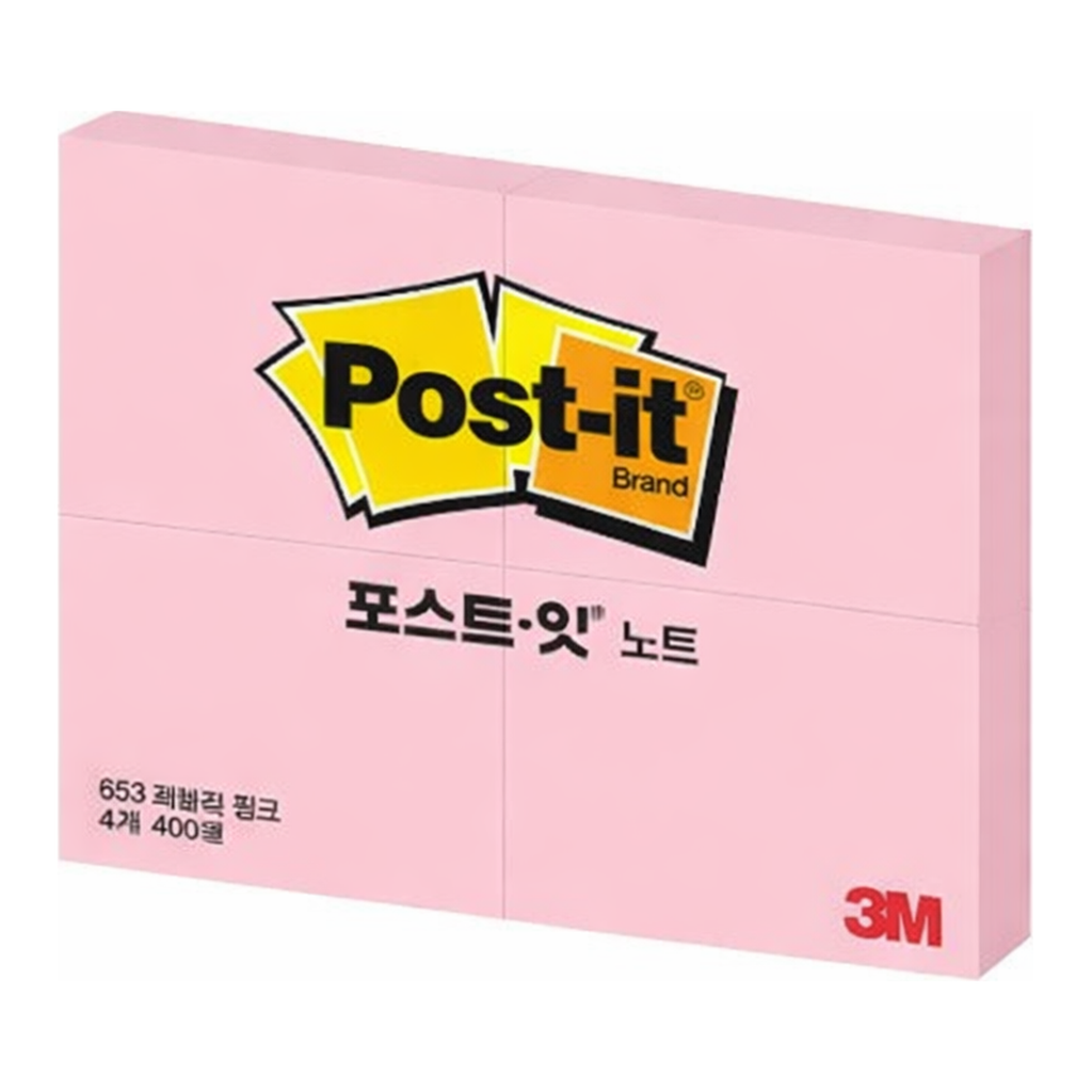 OFFICENEX 3M 포스트잇 653-4 P 러블리핑크 51x38mm