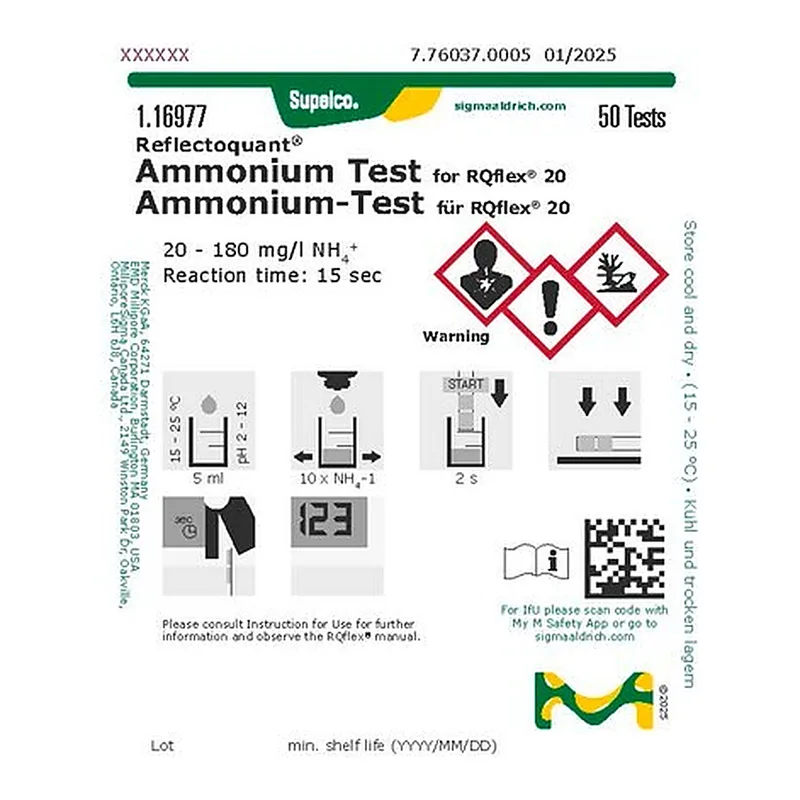 Merck AMMONIUM TEST 20 - 180 MG/L 50 TESTS R