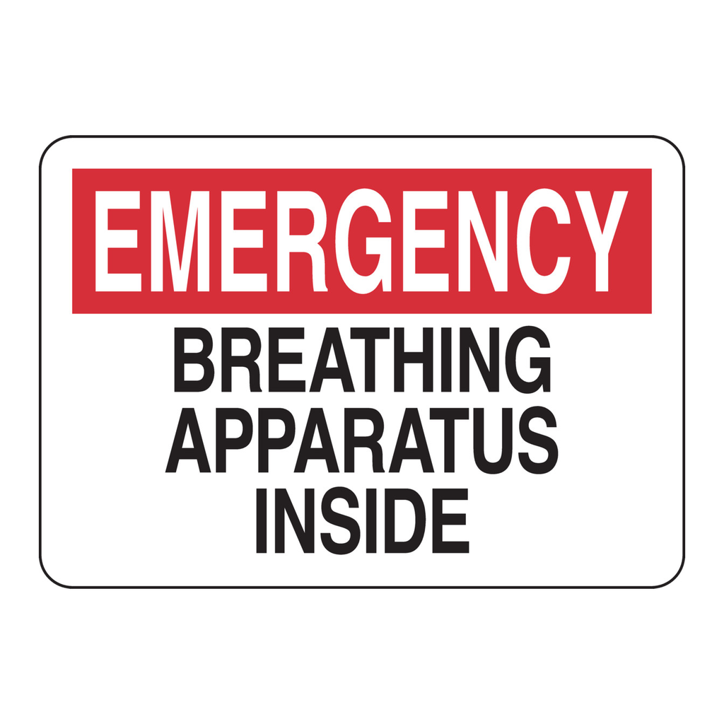 Brady EMERGENCY Breathing Apparatus Inside Sign