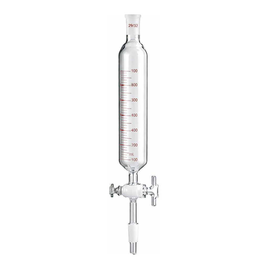 AS ONE Cylindrical Separatory Funnel(with Glass Cock·without Lower Joint), 원통형 분액깔때기(유리 콕 부속·하부 조인트 없음)