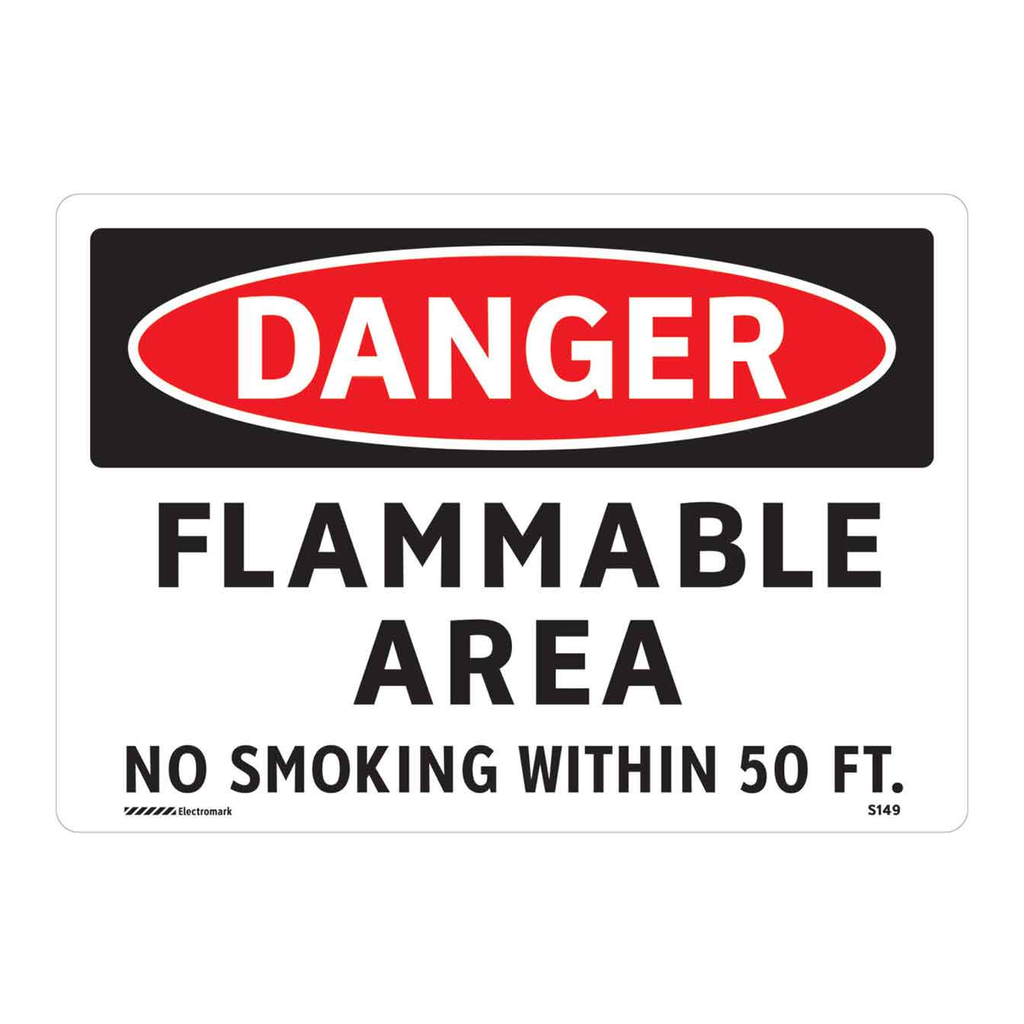 Brady DANGER Flammable Area No Smoking Within 50 Ft Sign