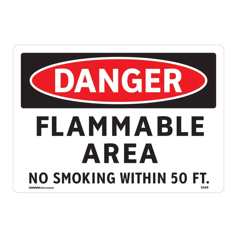Brady DANGER Flammable Area No Smoking Within 50 Ft Sign