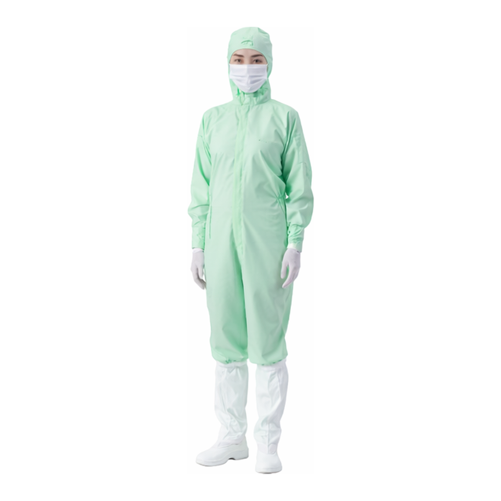 AS ONE Dust-Free Garment AS 197 C Hooded Coverall Green 5 L