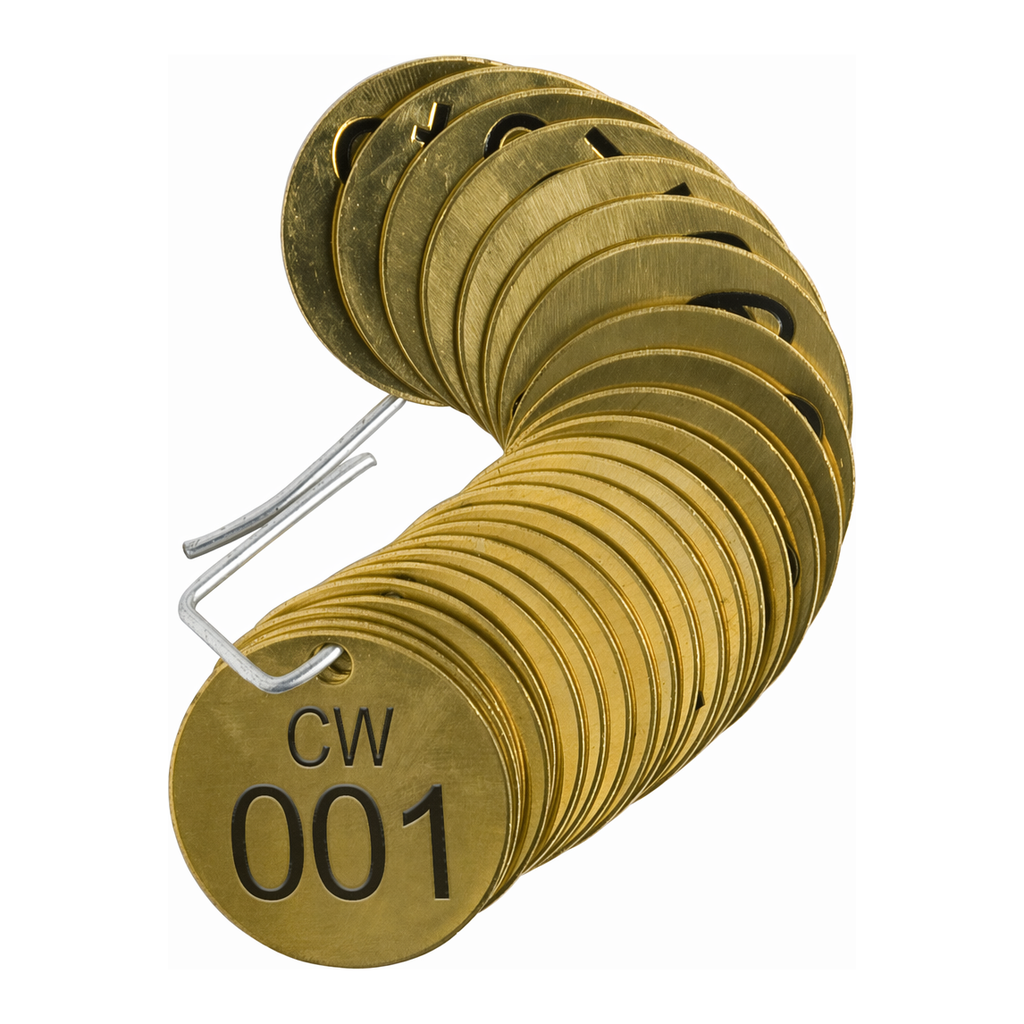 Brady Stamped Brass Valve Tags CW Cold Water