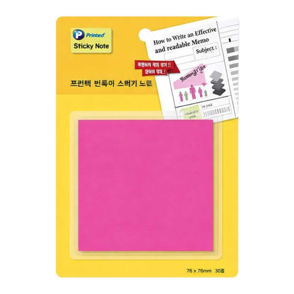OFFICENEX 프린텍 CL7676P반투명스티키노트 핑크 76 x 76 30매(76x76mm,30매)