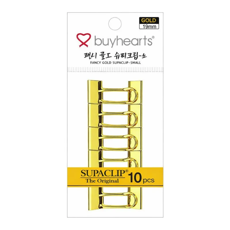 OFFICENEX 팬시 슈파크립 골드(소, 19mm, 10개입)