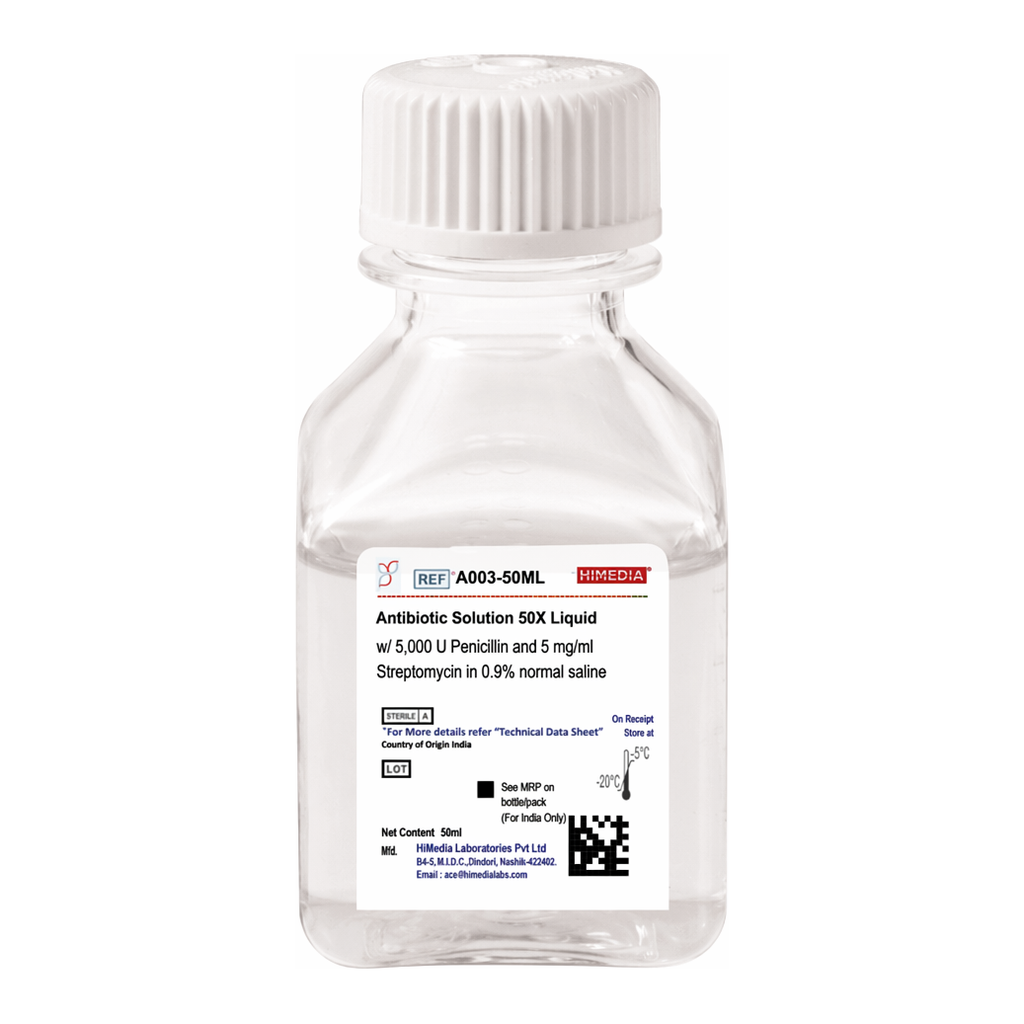 Himedia Antibiotic Solution 50X Liquid w/ 5,000 U Penicillin and 5 mg/ml Streptomycin in 0.9% normal saline