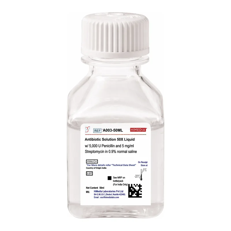 Himedia Antibiotic Solution 50X Liquid w/ 5,000 U Penicillin and 5 mg/ml Streptomycin in 0.9% normal saline