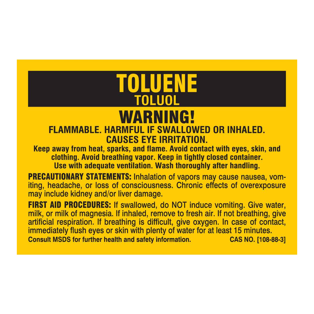 Brady Toluene Warning Labels