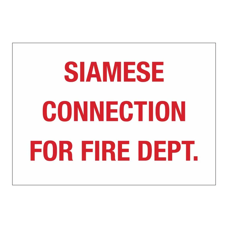 Brady Siamese Connection For Fire Dept Sign