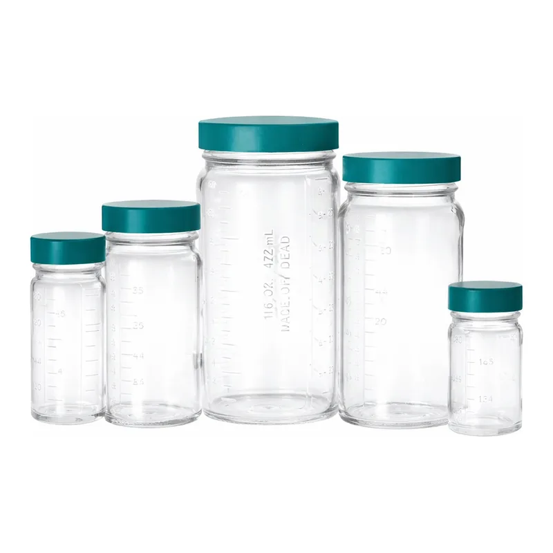 Clear Medium Round Bottle Graduated Jar 중 광구병, 눈금형 with Teflon Lined Cap