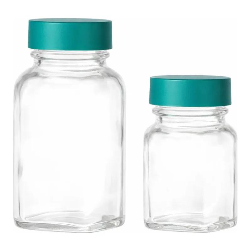 Clear Square Tablet Bottle Jar 사각 태블릿 광구병
