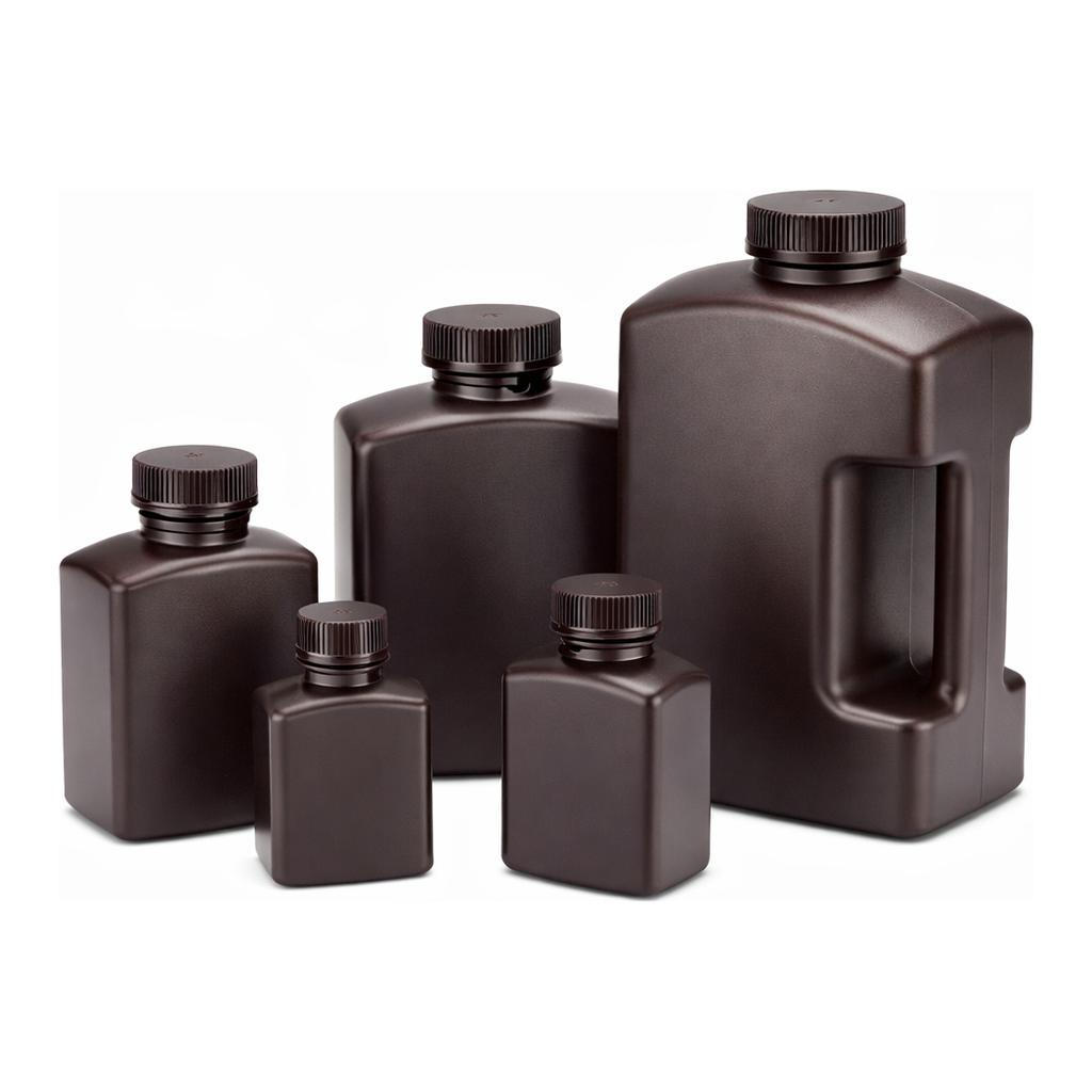 Amber Retangular Bottle, HDPE 갈색 HDPE 사각병