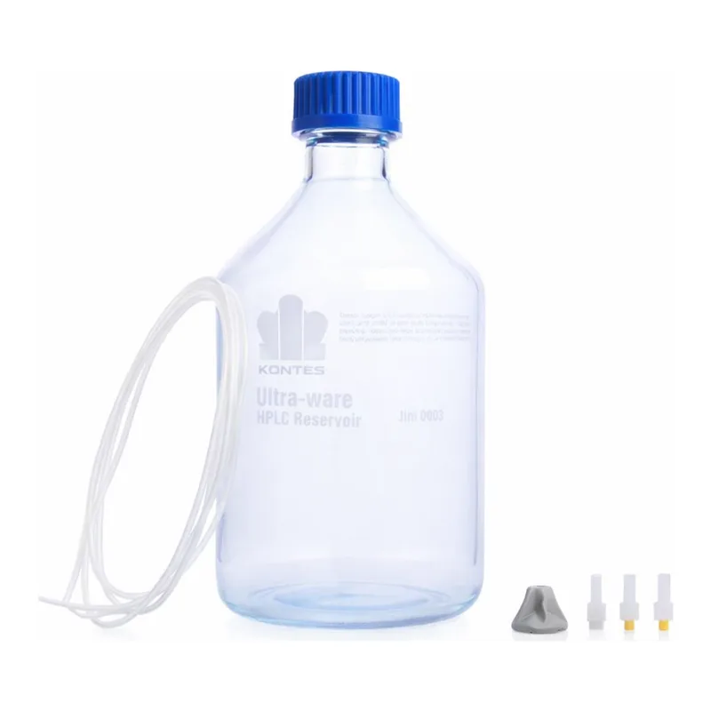 HPLC Reservoir Bottle with 3-Hole GL45 Screw Cap, Kimble 평저 HPLC 리져버 바틀