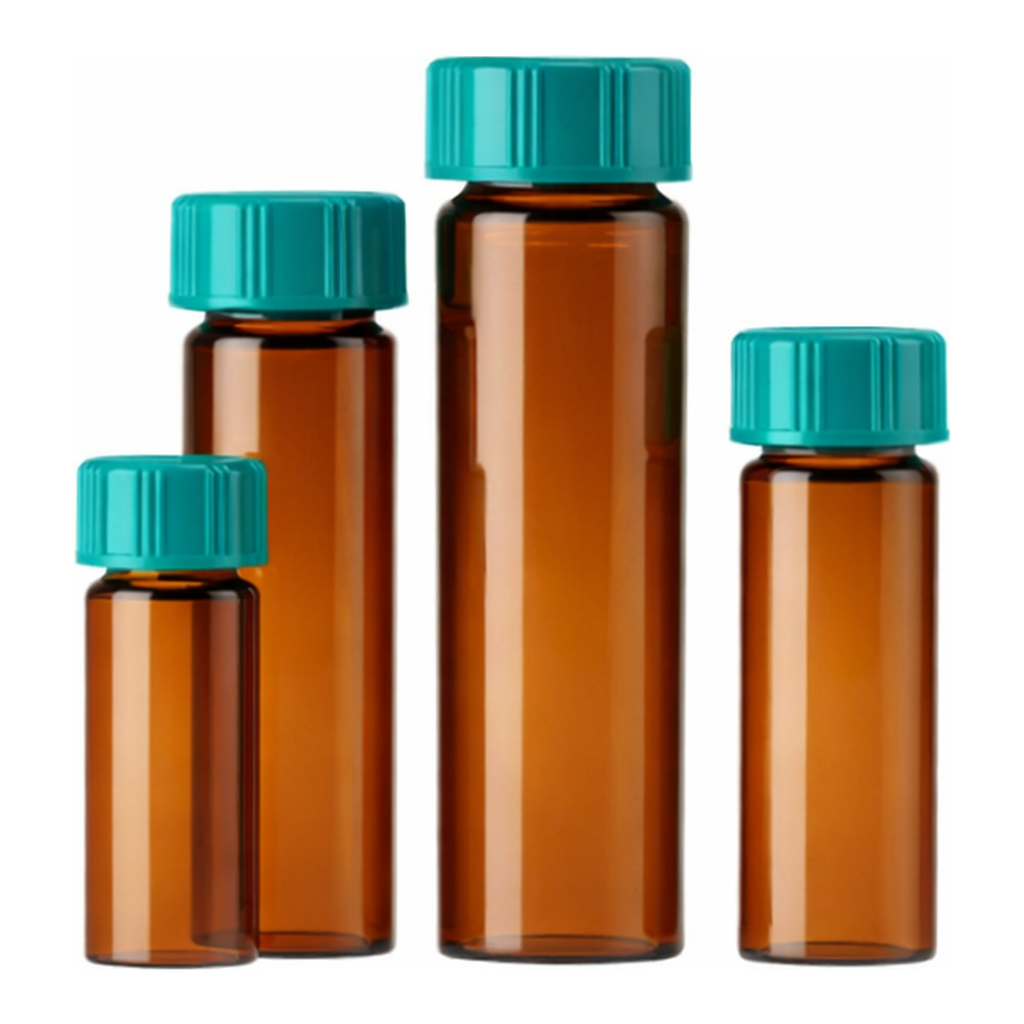 Amber Sample Vial with Cap 갈색 샘플 바이알, 캡 일체형