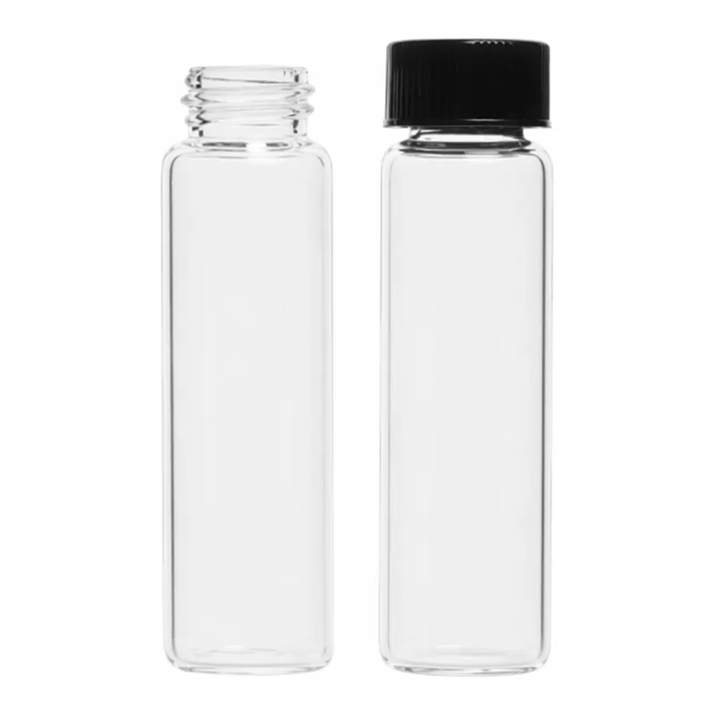 Clear Sample Vial with Black Teflon/Rubber Lined Cap, Kimble 투명 샘플 바이알, 내열 & 내화학 라이너