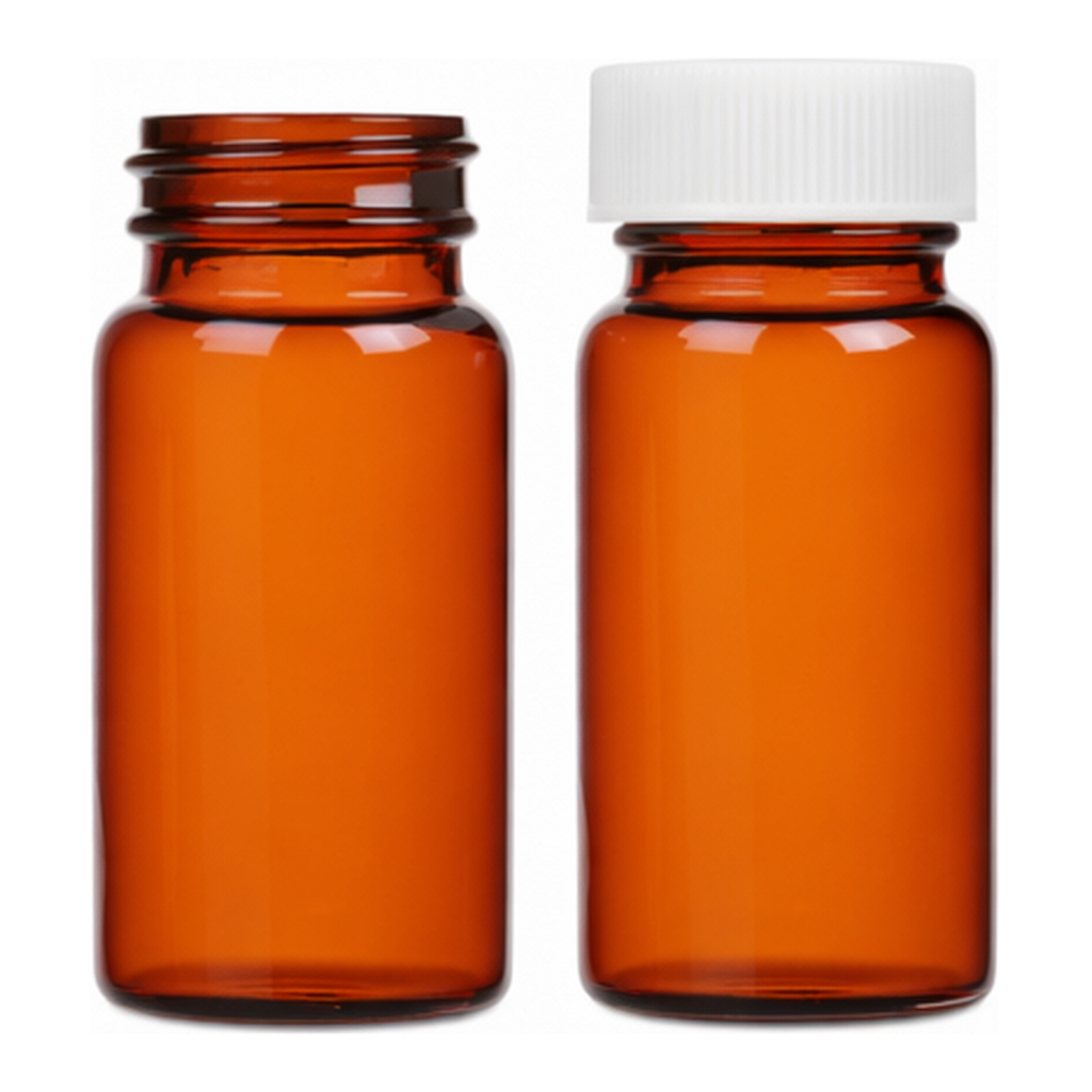 Amber Sample Vial with Open Top Cap, Kimble 오픈 탑 갈색 샘플 바이알