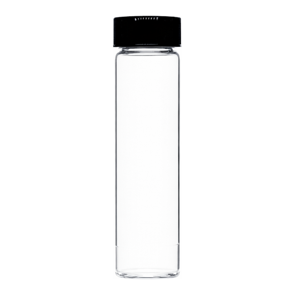 Clear Sample Vial with Black Pulpvinyl-faced Phenolic Cap, Kimble 투명 샘플 바이알, Pulpvinyl-faced