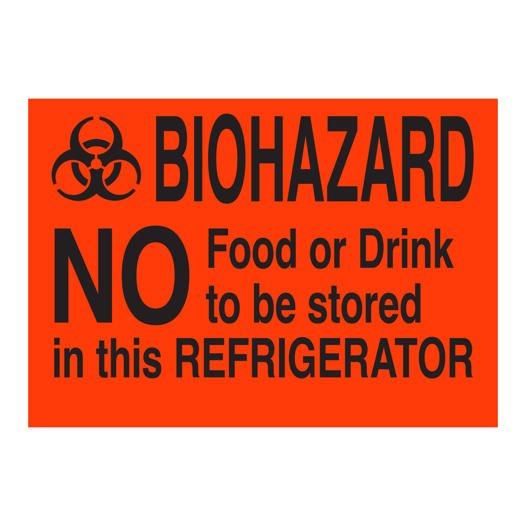Brady Biohazard No Food or Drink To Be Stored In This Refrigerator Labels