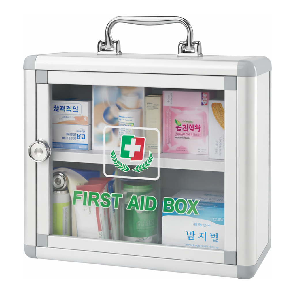 Daihan Science Iljin Wall-mounted Aluminum First Aid KitWith 21 items(30×11×h26cm), and 33 ite