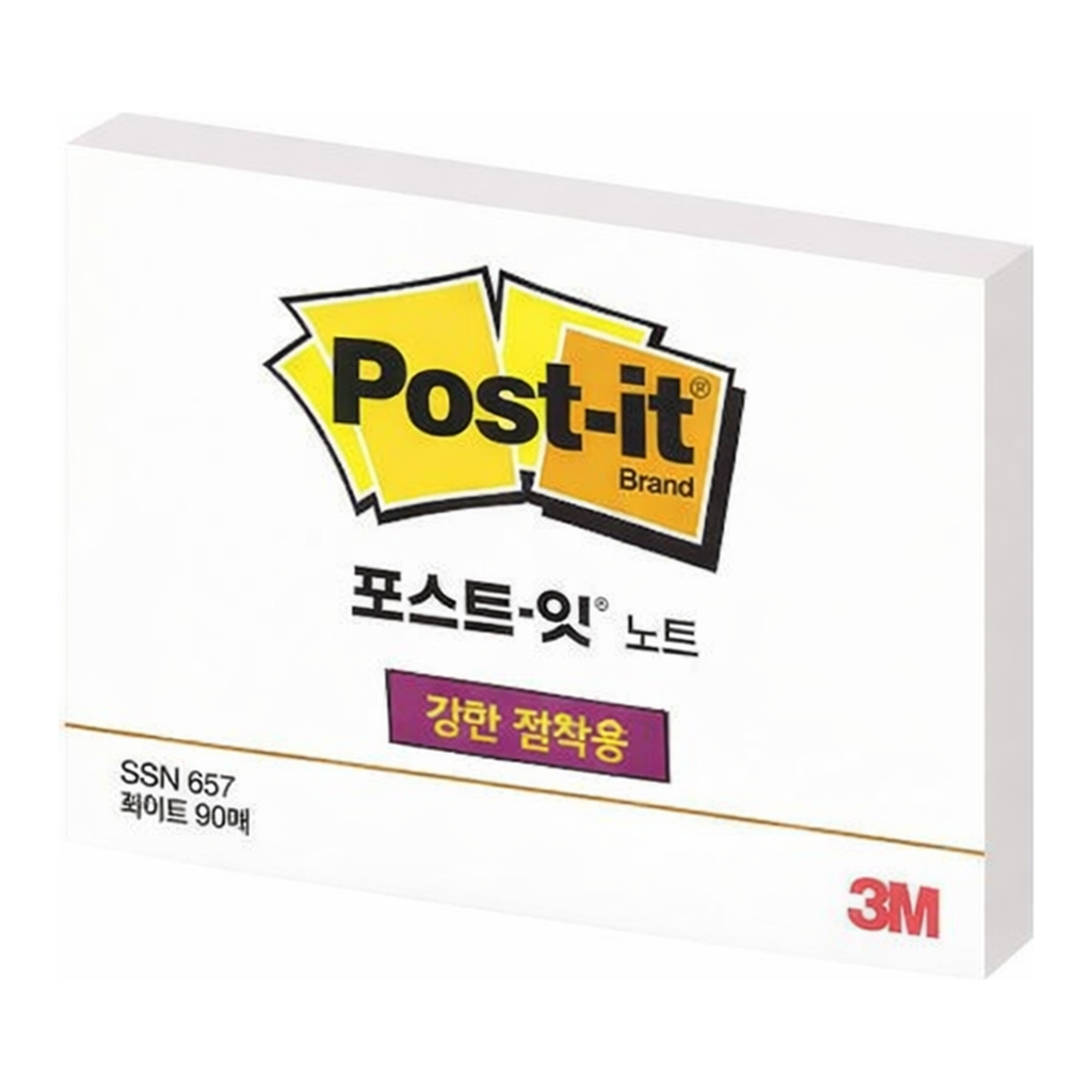 OFFICENEX 3M 포스트잇 강한점착용 657 화이트(102x76mm, 90매)