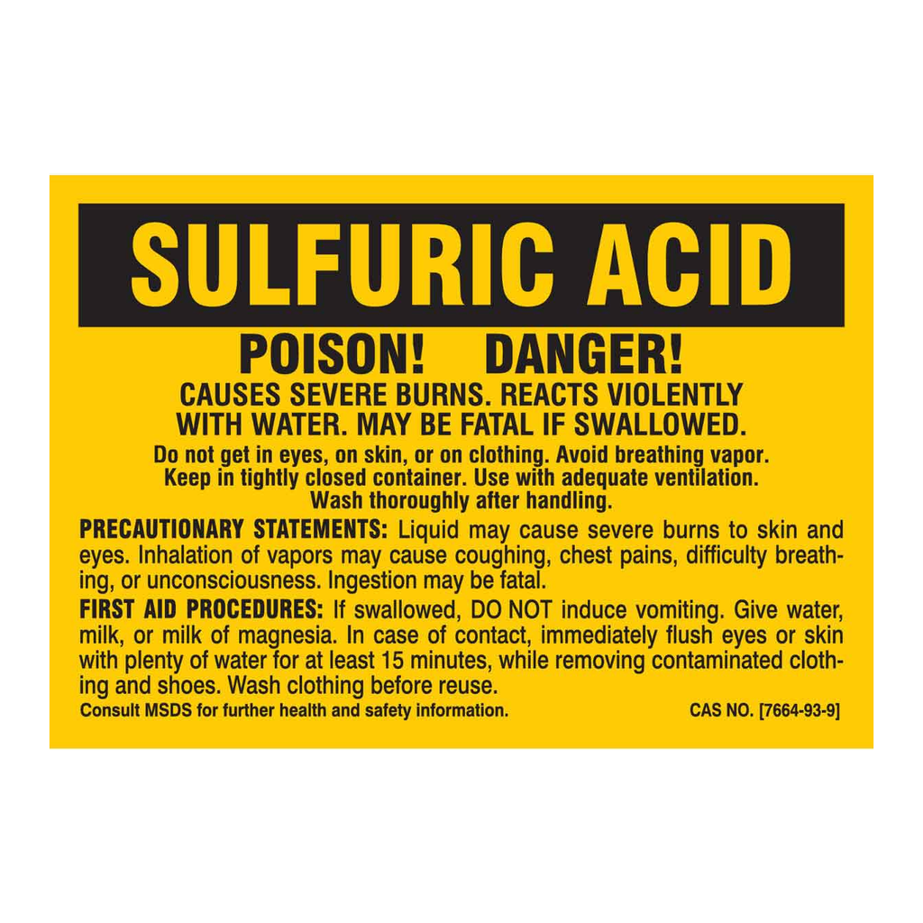 Brady Sulfuric Acid Poison Danger Labels