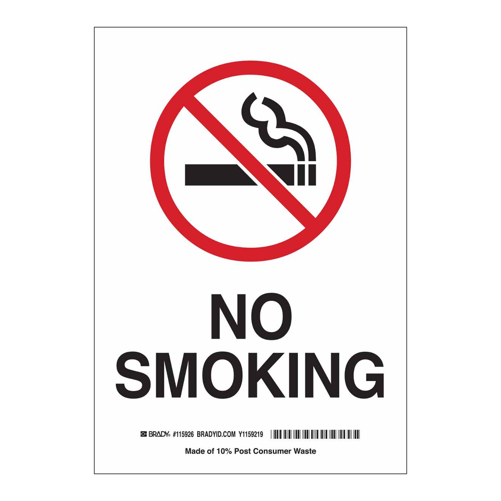 Brady No Smoking Sign