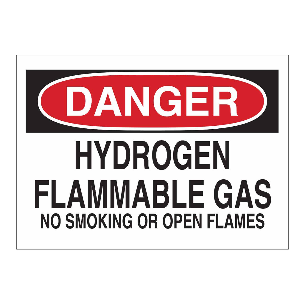 Brady DANGER Hydrogen Flammable Gas No Smoking Or Open Flames Sign