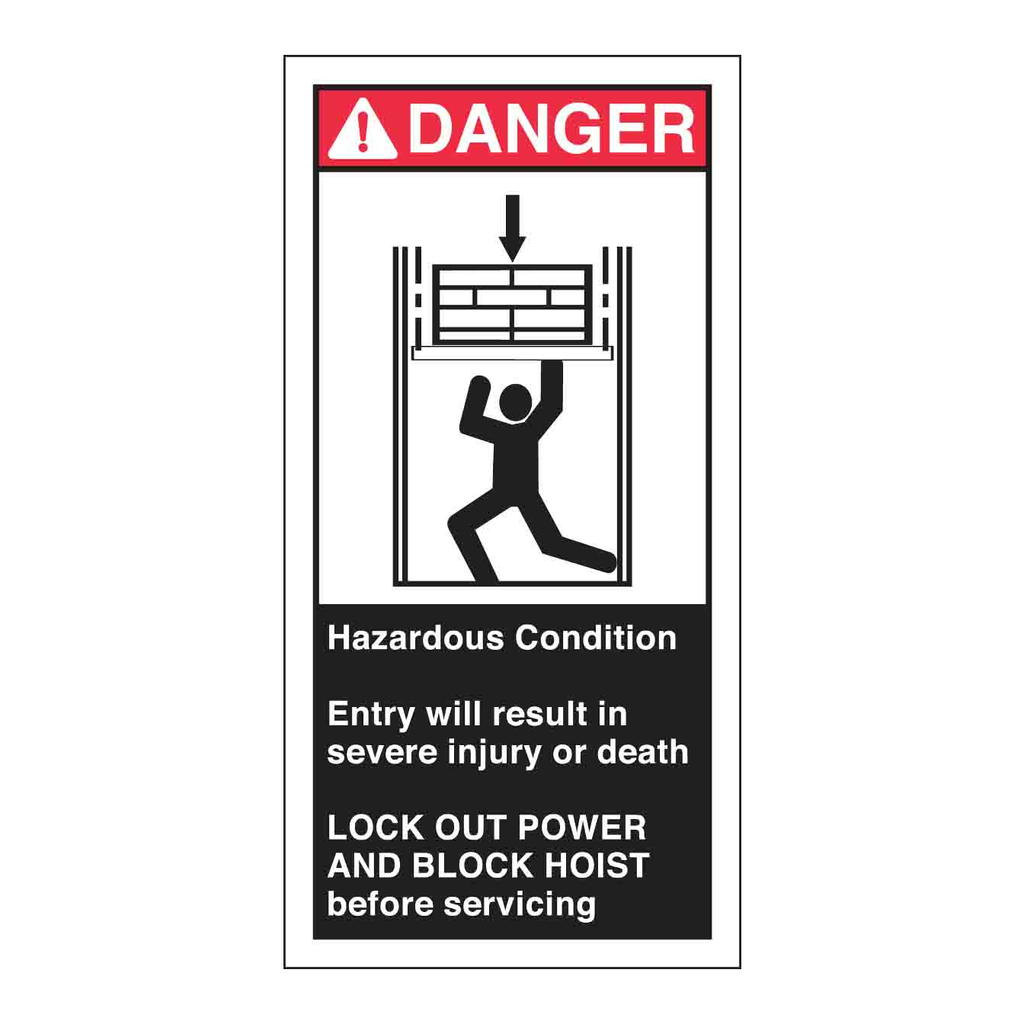 Brady HAZARDOUS CONDITION ENTRY WILL RESULT IN SEVERE INJURY Labels