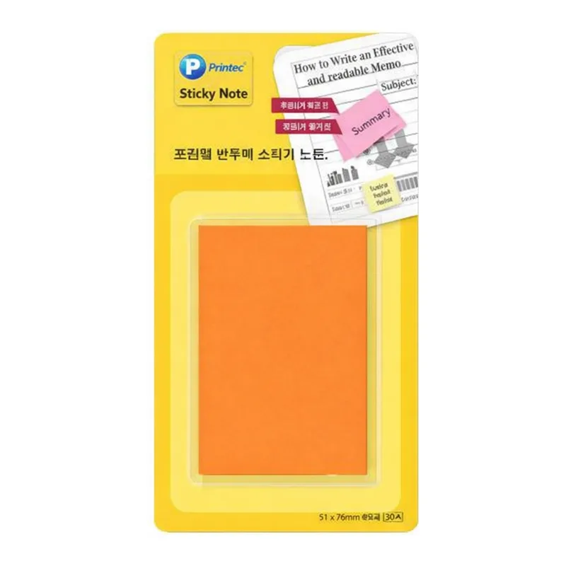 OFFICENEX 프린텍 CL5176O반투명스티키노트 주황 51 x76 30매(51x76mm,30매)
