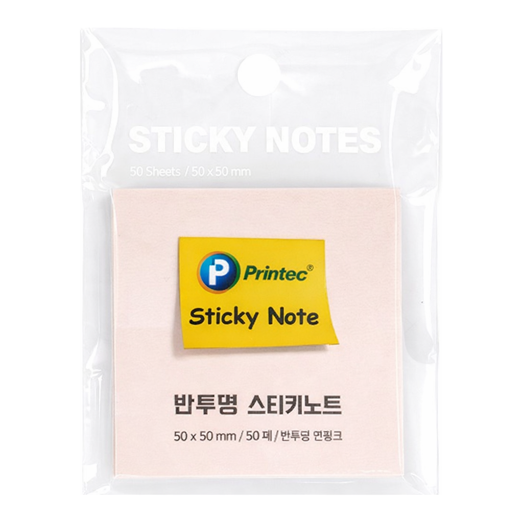 OFFICENEX 프린텍 반투명 스티키노트 CL5050P (연핑크/50매/50x50)