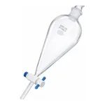 Merck Pyrex(R) Squibb separatory funnel, Pyrex jointed stopper, PTFE stopcock