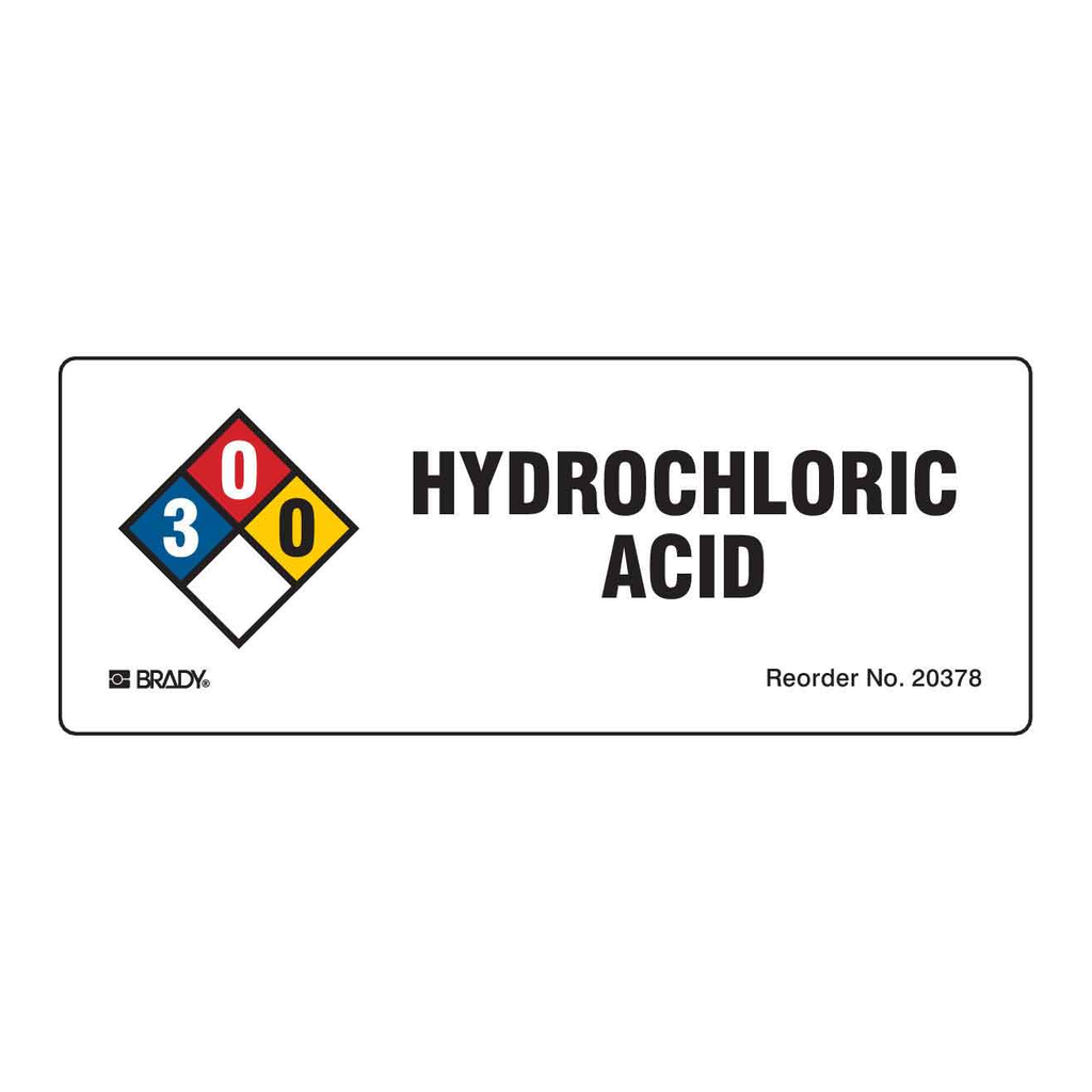 Brady Hydrochloric Acid NFPA Labels