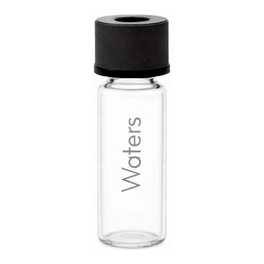 Waters Deactivated Clear Glass 12 x 32 mm Screw Neck Vial, with 10 mm Cap and PTFE/Silicone Septum, 2 mL Volume, 100/pk