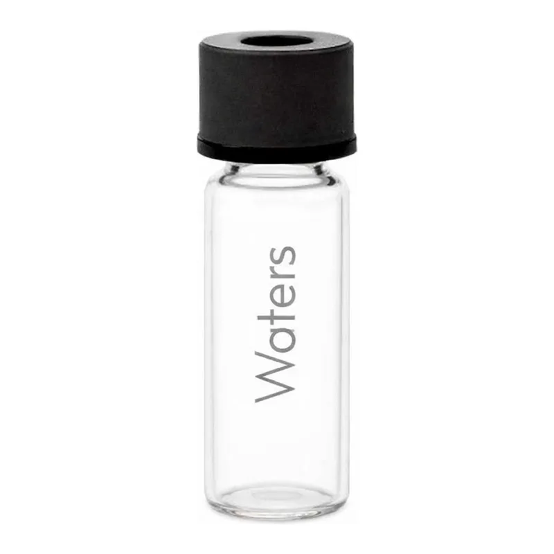 Waters Deactivated Clear Glass 12 x 32 mm Screw Neck Vial, with 10 mm Cap and PTFE/Silicone Septum, 2 mL Volume, 100/pk