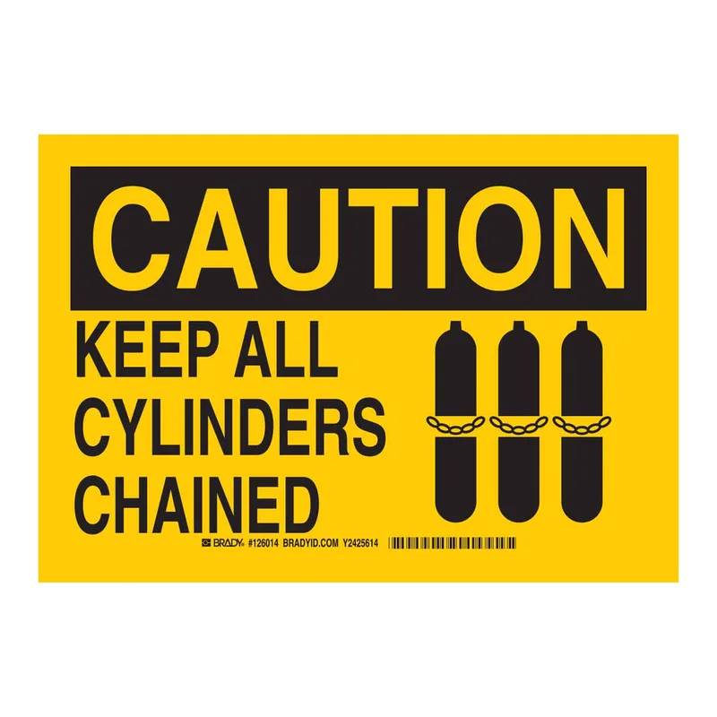 Brady CAUTION Keep All Cylinders Chained Sign