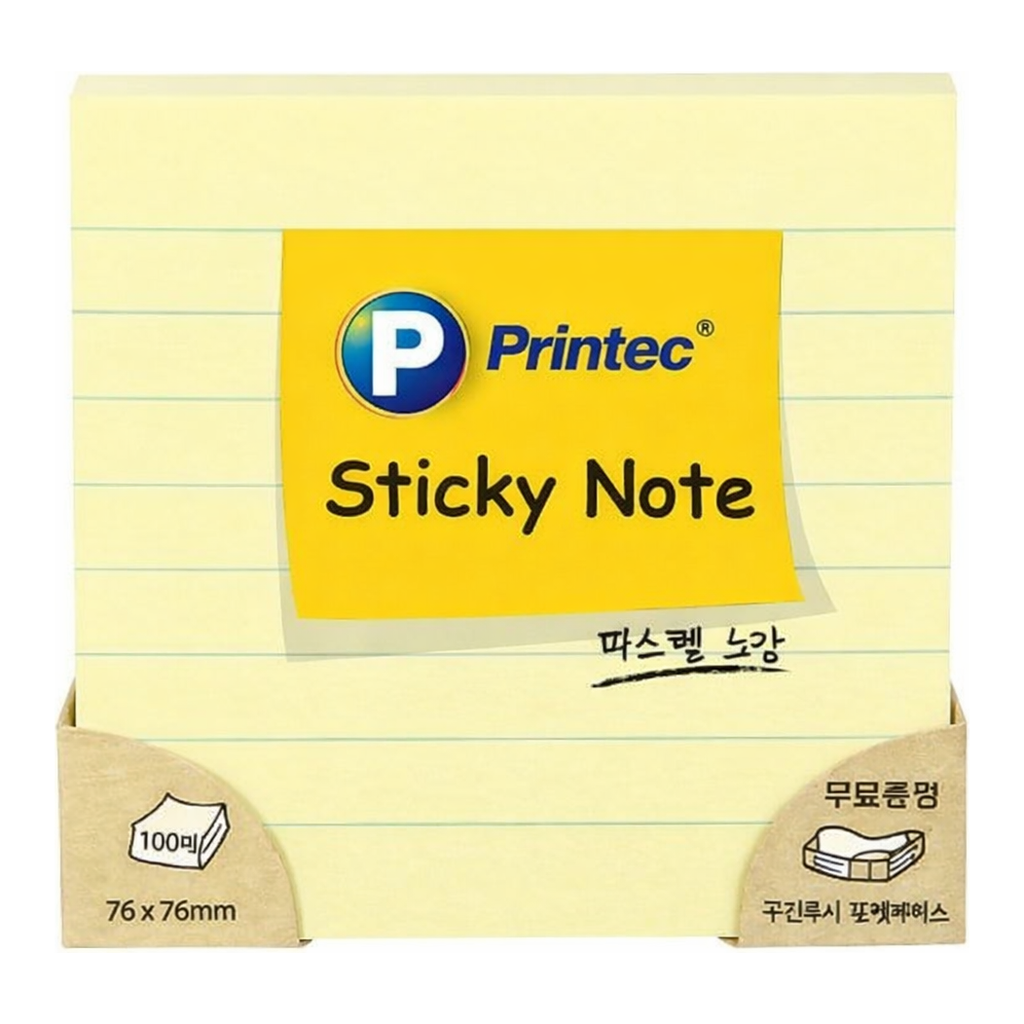 OFFICENEX 프린텍 L7676Y 스티키노트 노트형노랑 76*76 100매