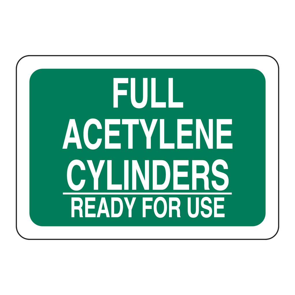 Brady Full Acetylene Cylinders Ready For Use Sign