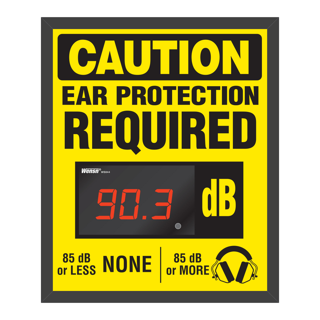 Brady Decibel Status Sign - CAUTION EAR PROTECTION REQUIRED 85 DB OR LESS NONE 85 DB OR MORE, Headphone Picto