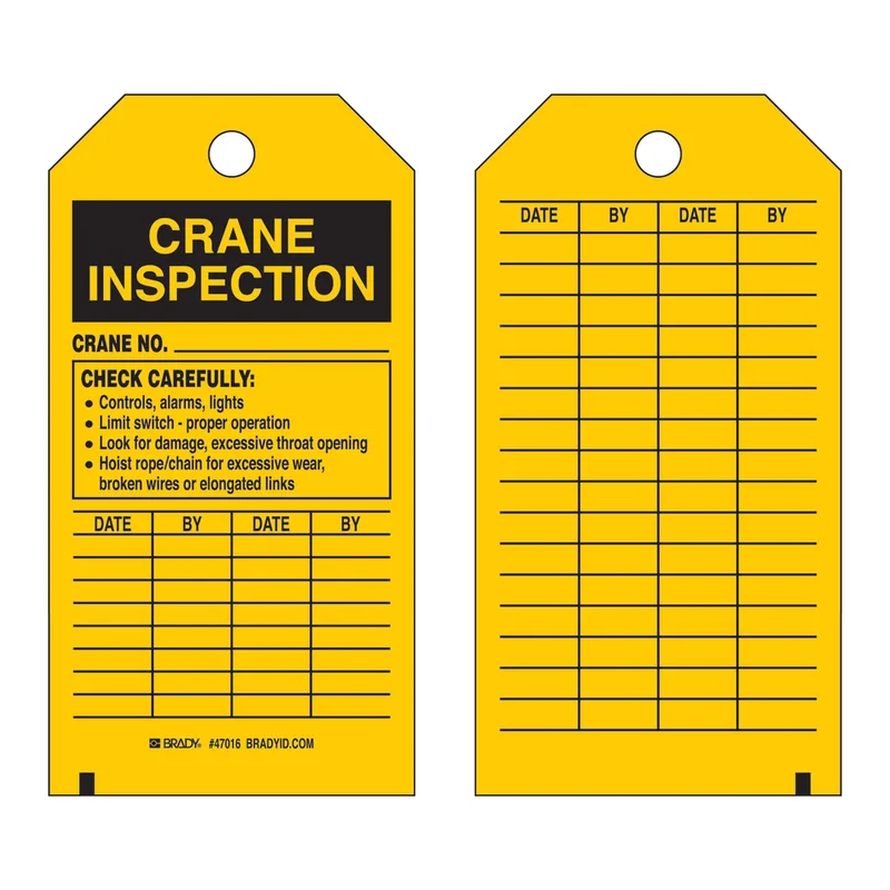 Brady Crane Inspection Tags