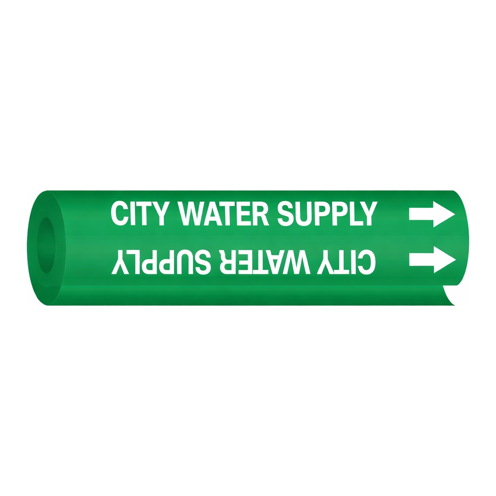 Brady City Water High Performance Pipe Marker - 0.375" - 0.5", White on Green