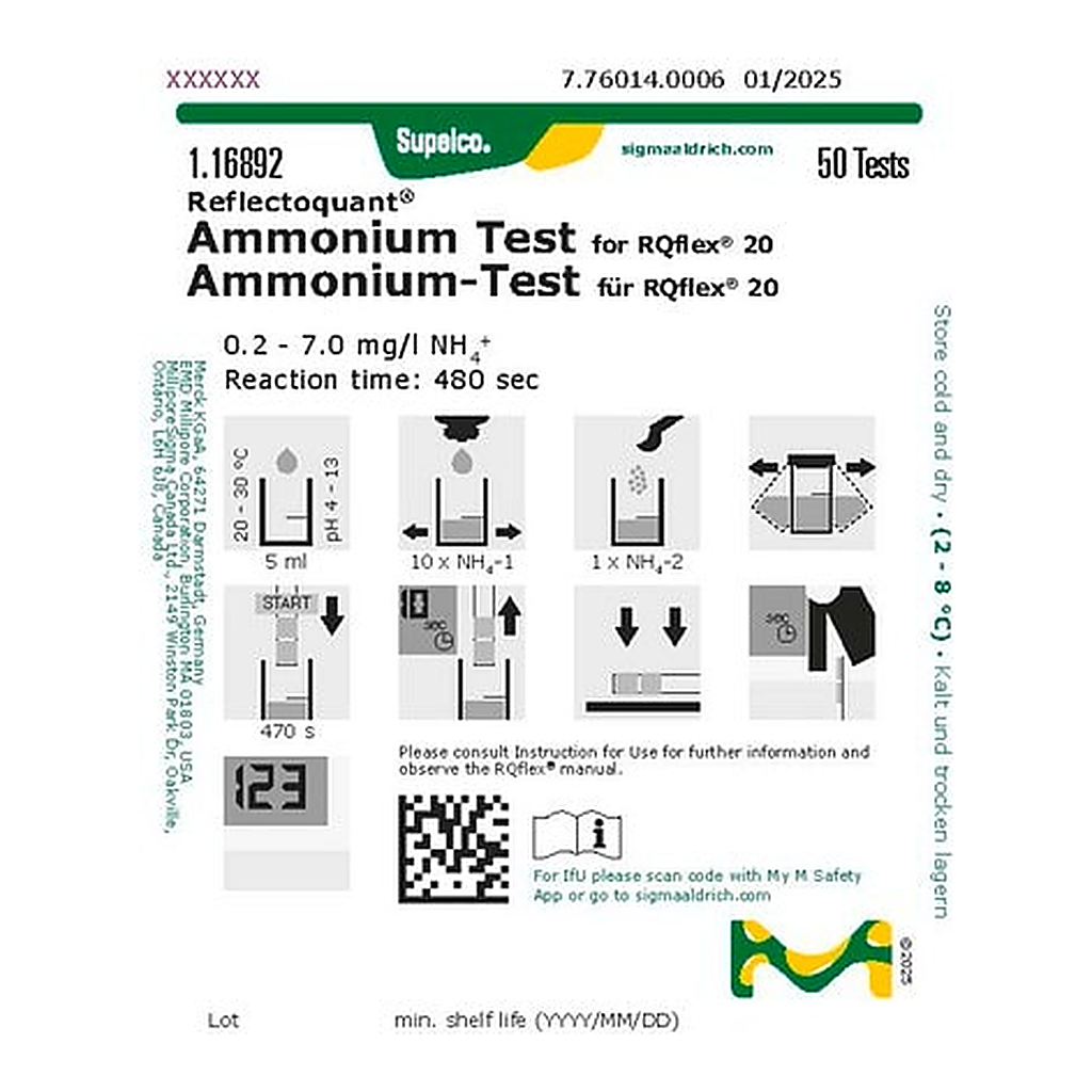Merck AMMONIUM TEST 0.2 - 7.0 MG/L 50 TESTS