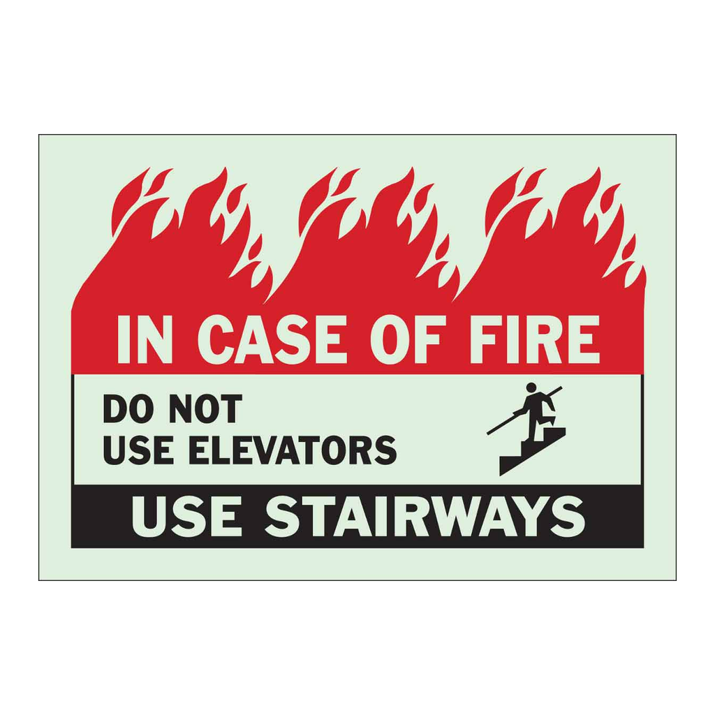 Brady BradyGlo IN CASE OF FIRE Do Not Use Elevators Use Stairways Sign