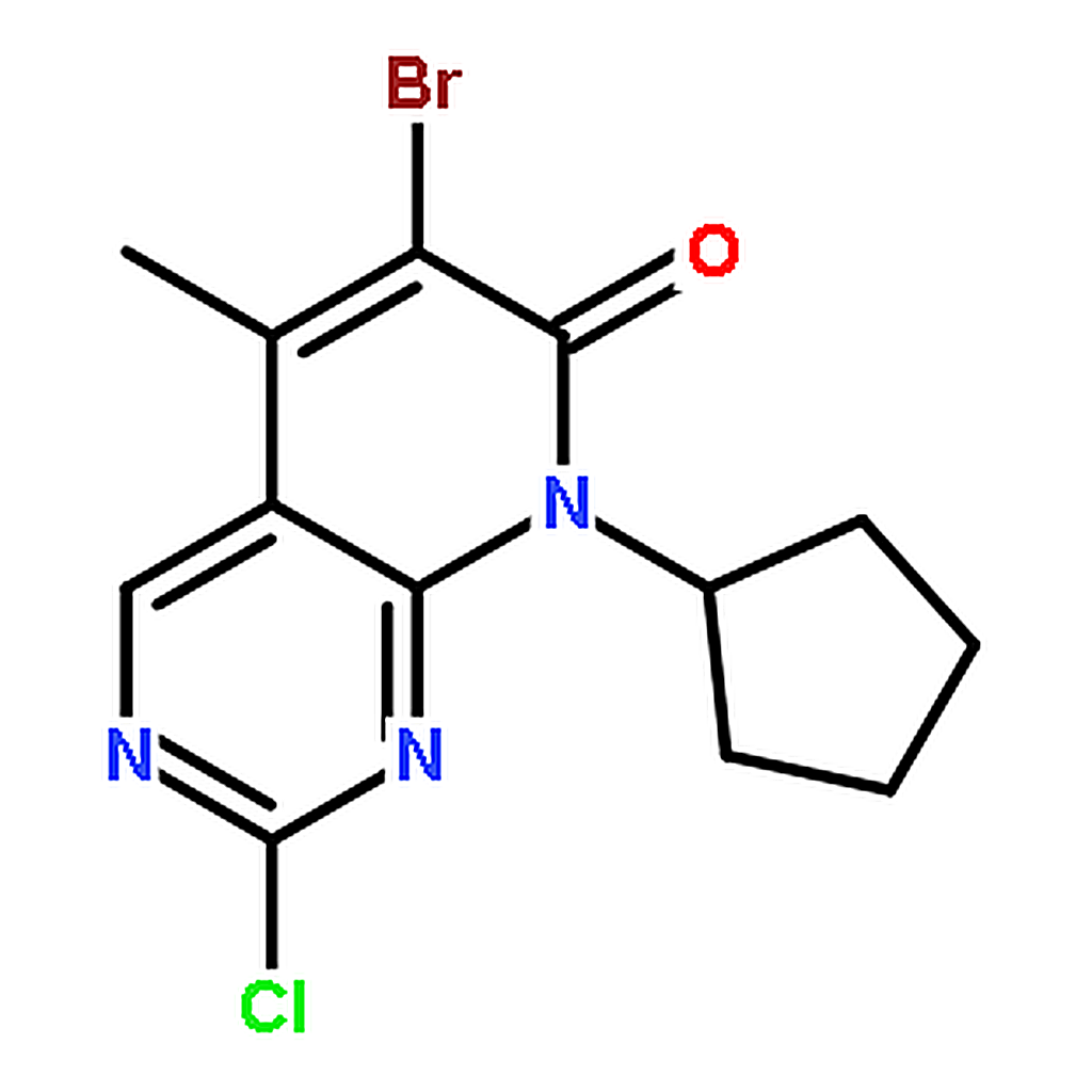 RHAWN 6-Bromo-2-chloro-8-cyclopentyl-5-methylpyrido-[2,3-d]pyrimidin-7(8H)-one