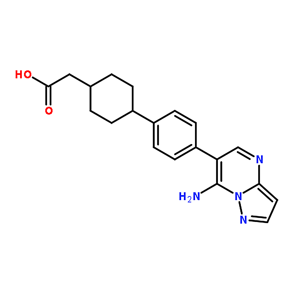 RHAWN 2-[4-[4-(7-aminopyrazolo[1,5-a]pyrimidin-6-yl)phenyl]cyclohexyl]acetic acid