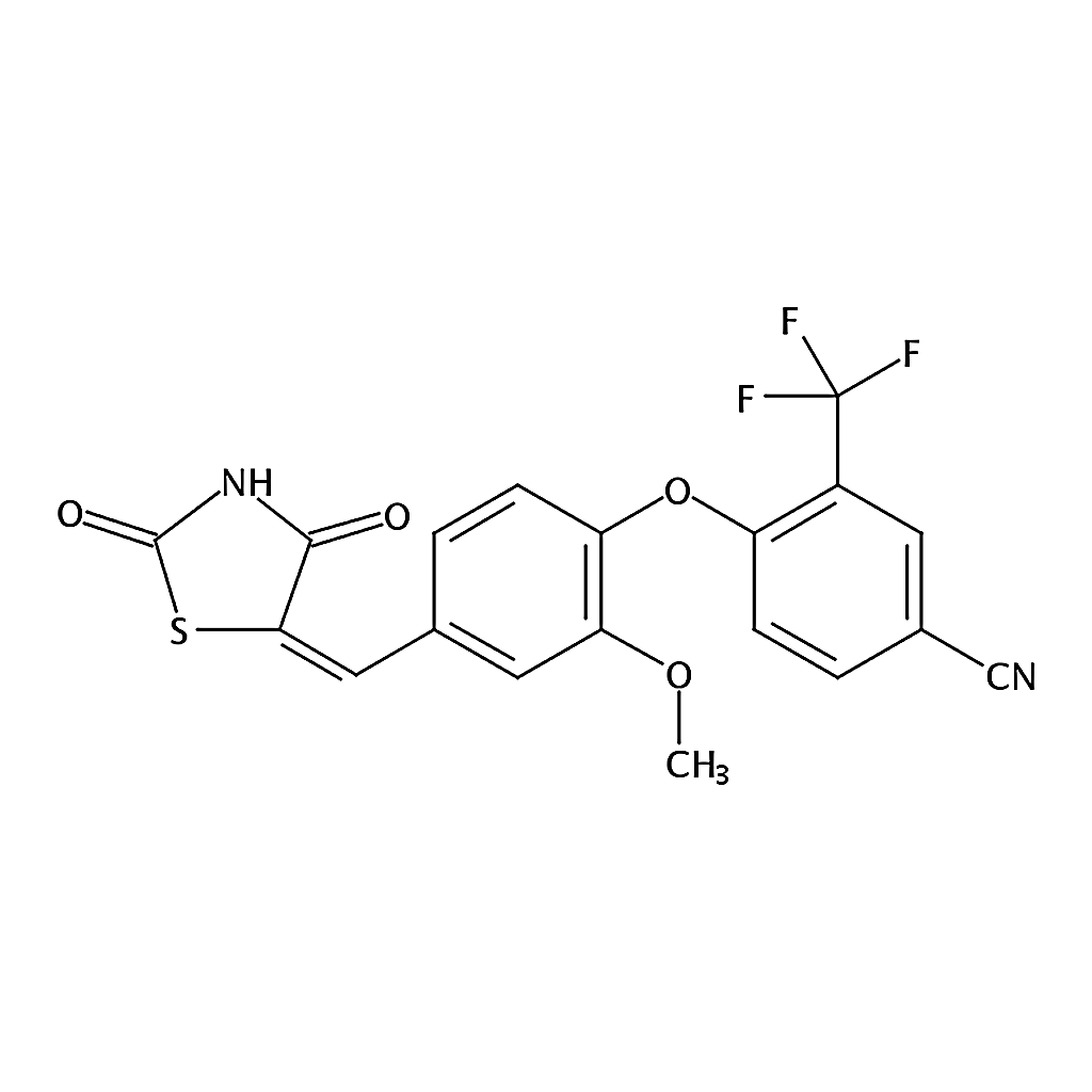 RHAWN 4-(4-((2,4-Dioxothiazolidin-5-ylidene)methyl)-2-methoxyphenoxy)-3-(trifluoromethyl)benzonitr