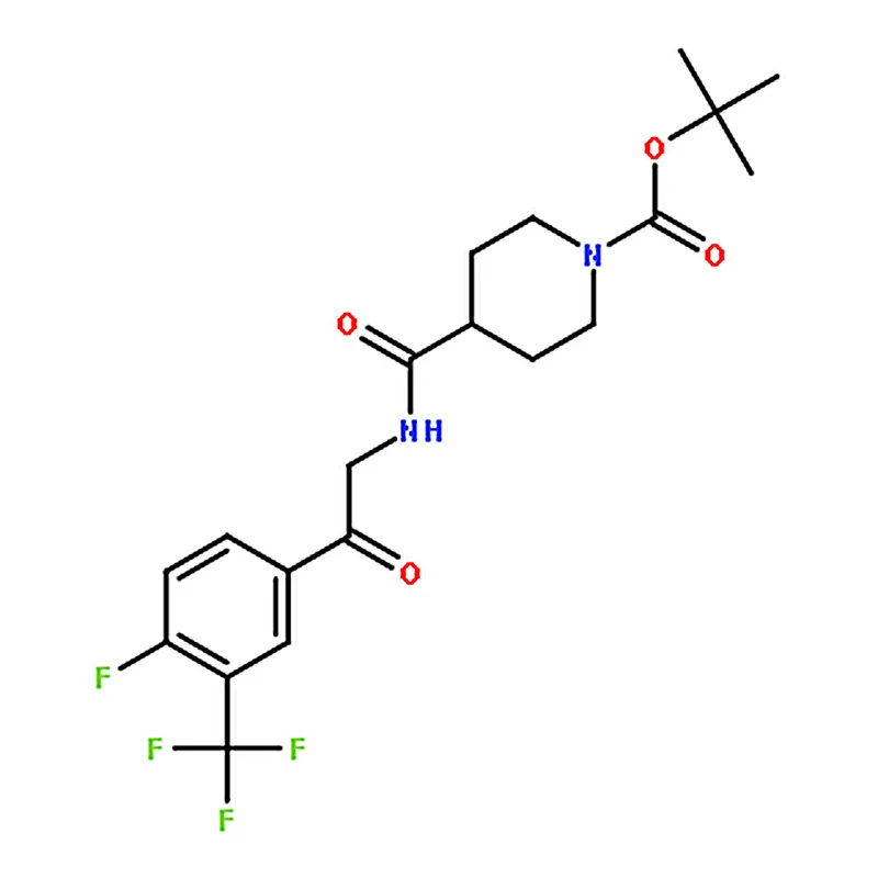 RHAWN tert-Butyl 4-((2-(4-fluoro-3-(trifluoromethyl)phenyl)-2-oxoethyl)carbamoyl)piperidine-1-carb