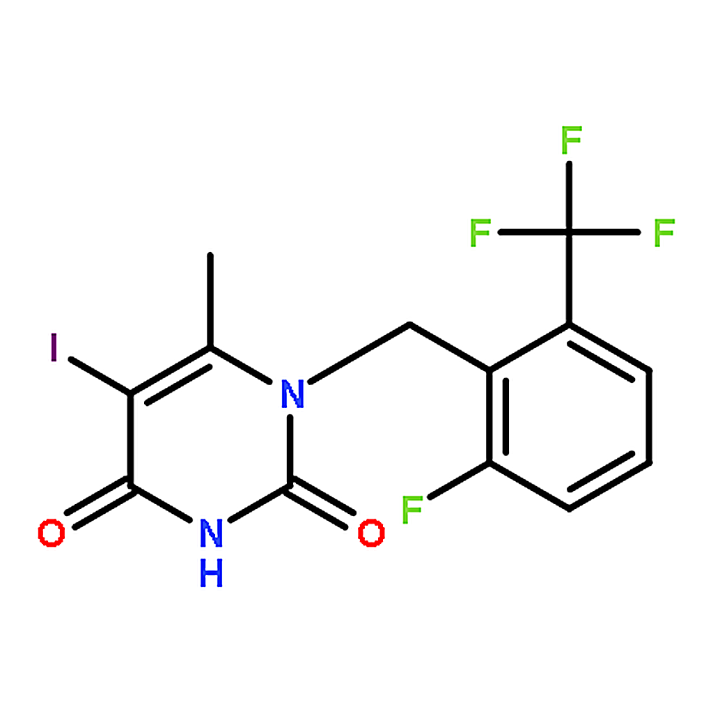 RHAWN 1-(2-Fluoro-6-(trifluoromethyl)benzyl)-5-iodo-6-methylpyrimidine-2,4(1H,3H)-dione